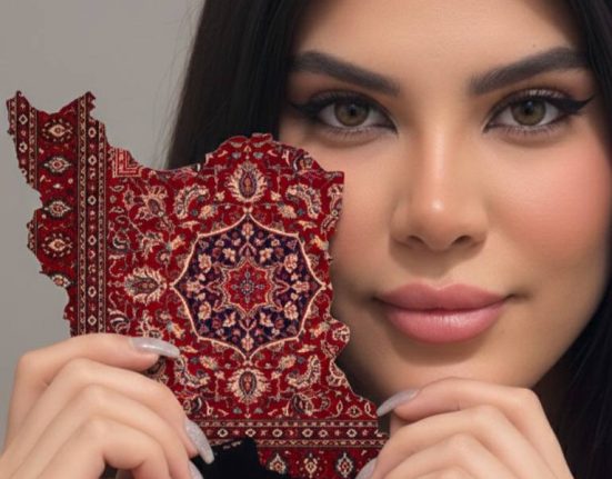 پرامپت ساخت عکس نقشه ایران با فرش قرمز ایرانی